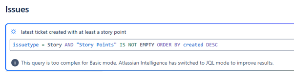 Complex Jira query with Atlassian AI using JQL to display tickets without a due date or with a past due date